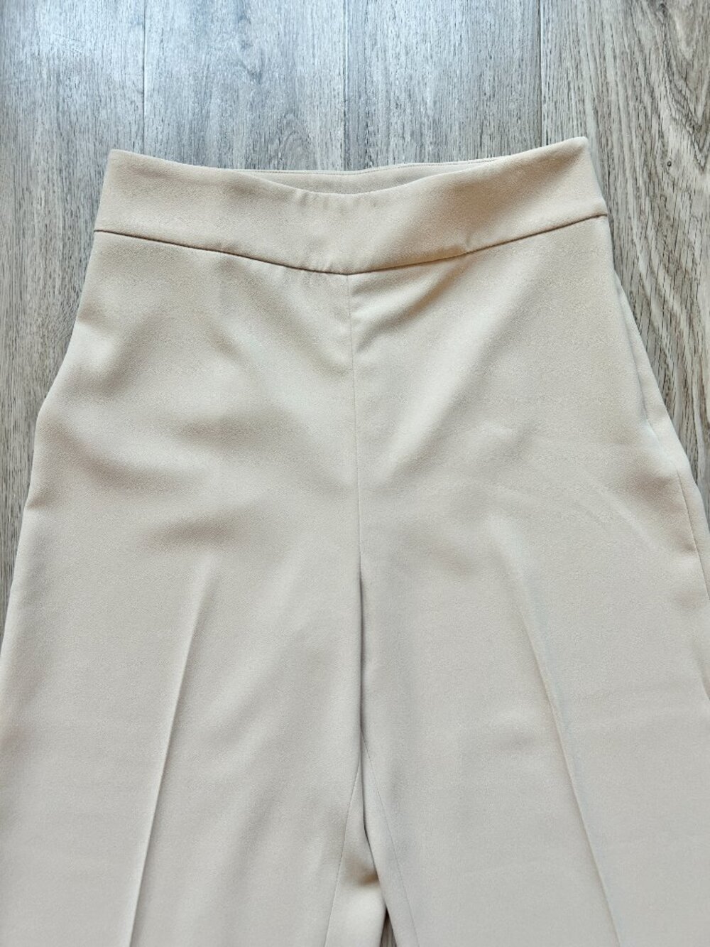 Zara Pleated Pull On Wide Leg Cropped Culottes Pants in Khaki Tan Size M - Picture 3 of 7